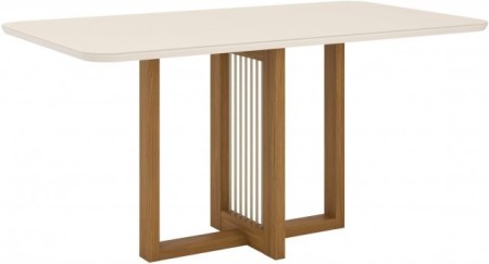 Sala de Jantar Natali Henn Nature Off White Com Vidro 6 Cadeiras Bella Marrom Amêndoa - Imagem 2