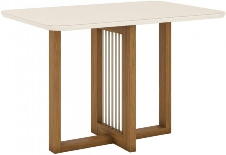 Sala de Jantar Natali Henn Nature Off White Com vidro 4 Cadeiras Mila Nature Linho - Image 3