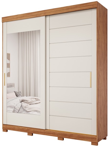 Guarda-Roupa Flora Panan Cinamomo Off White 02Pts 04Gts Espelho Pés - Imagem 2