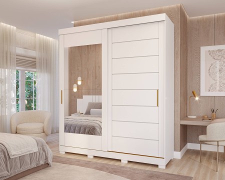 Guarda-Roupa Flora Panan Branco 02Pts 04Gts Espelho Pés
