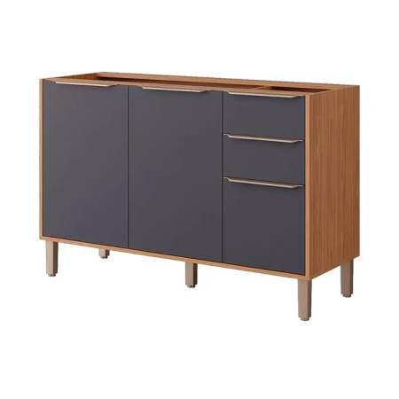 Balcão p pia Divina Celeste MGM Cinamomo Titanium 3PTS 2GTS com tampo